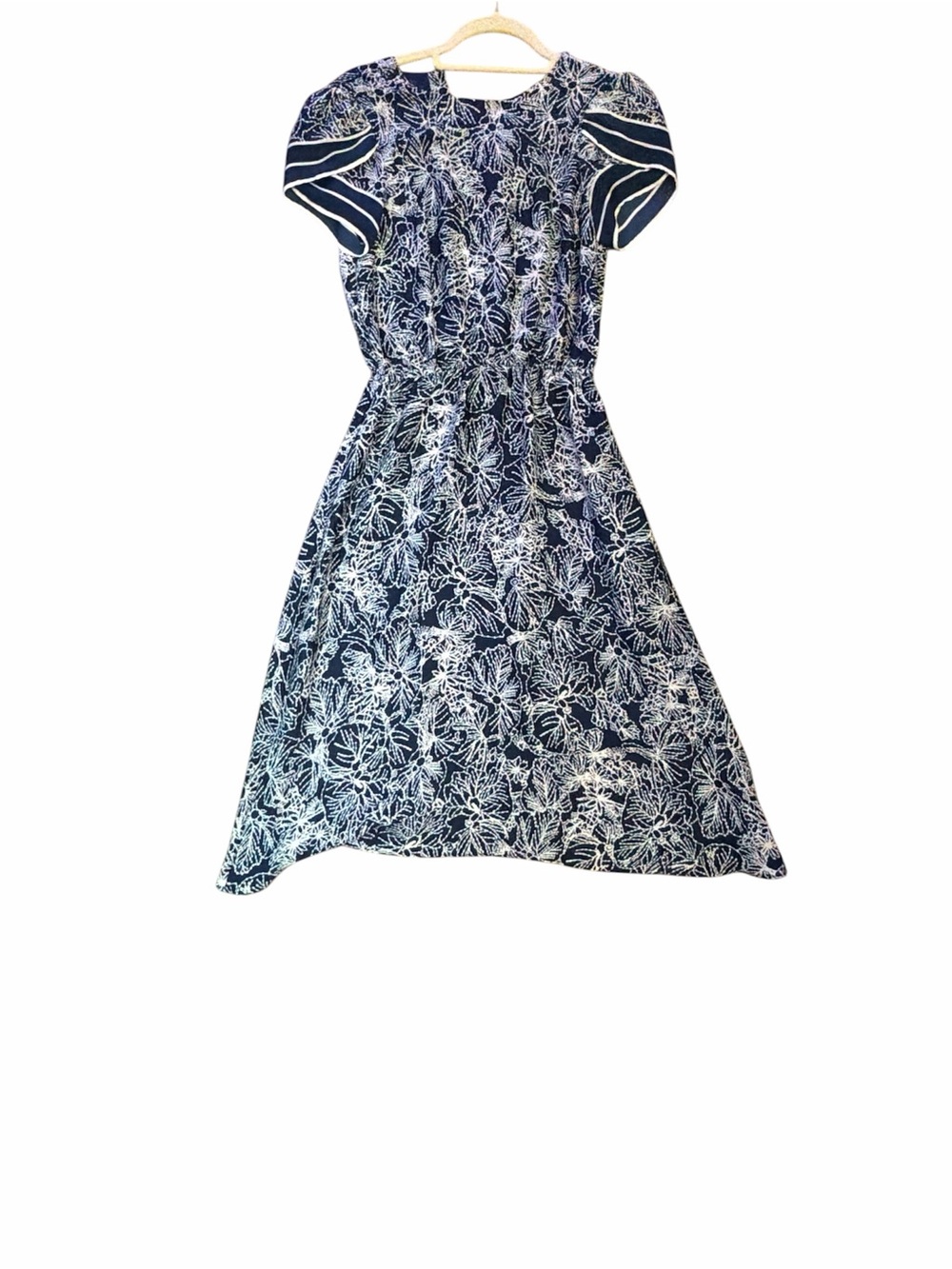 H&M Navy Floral Short-Sleeve Dress